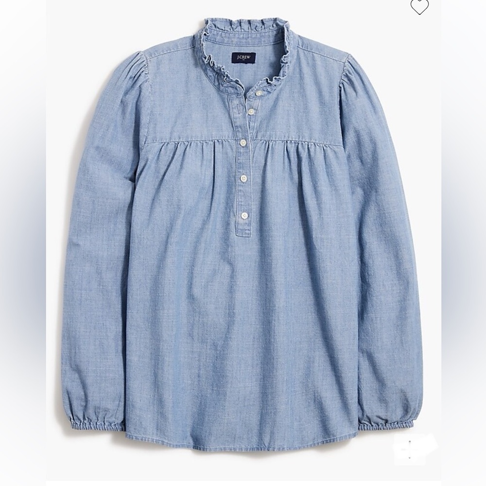 J.Crew Denim Ruffle Blouse